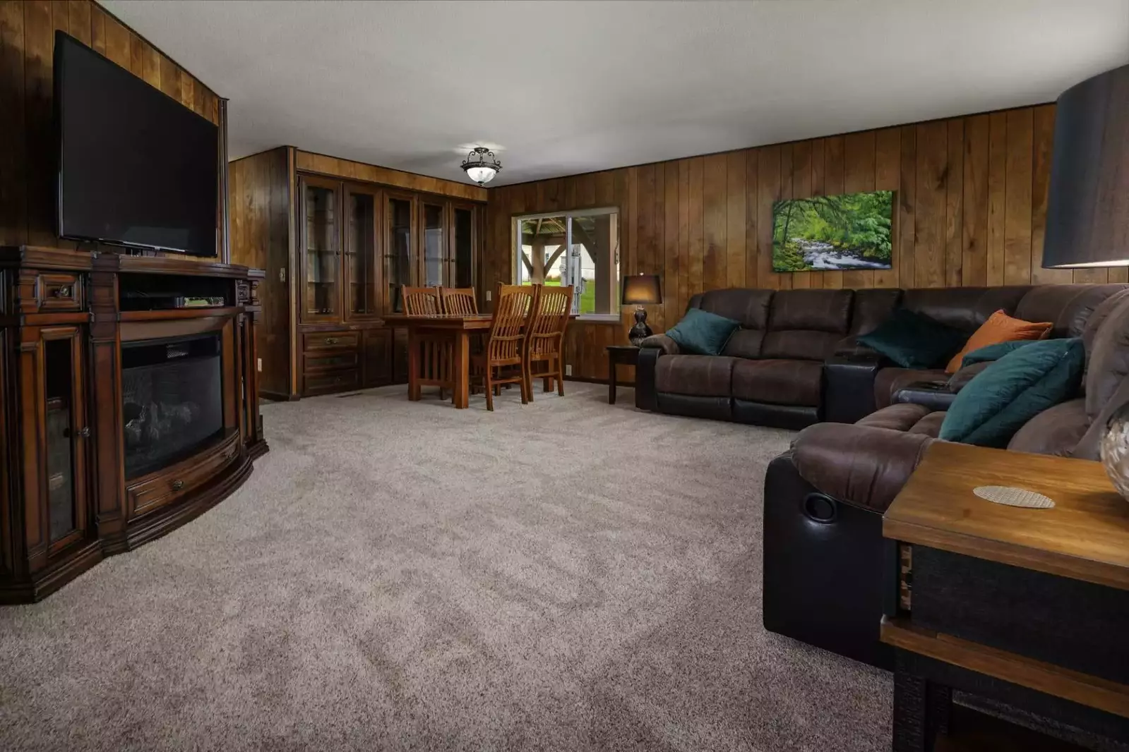 It's full of creature comforts, including very cozy furniture, the gas fireplace, numerous streaming and cable TV options, a full kitchen, and multipl