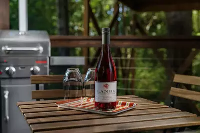 Great porch for a barbecue overlooking a peaceful setting. It was very clean and comfortable.   -Beth