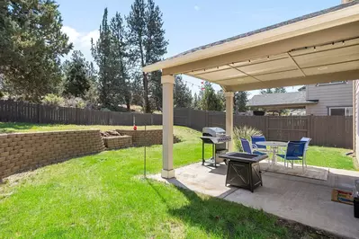 The yard is spacious and fenced.