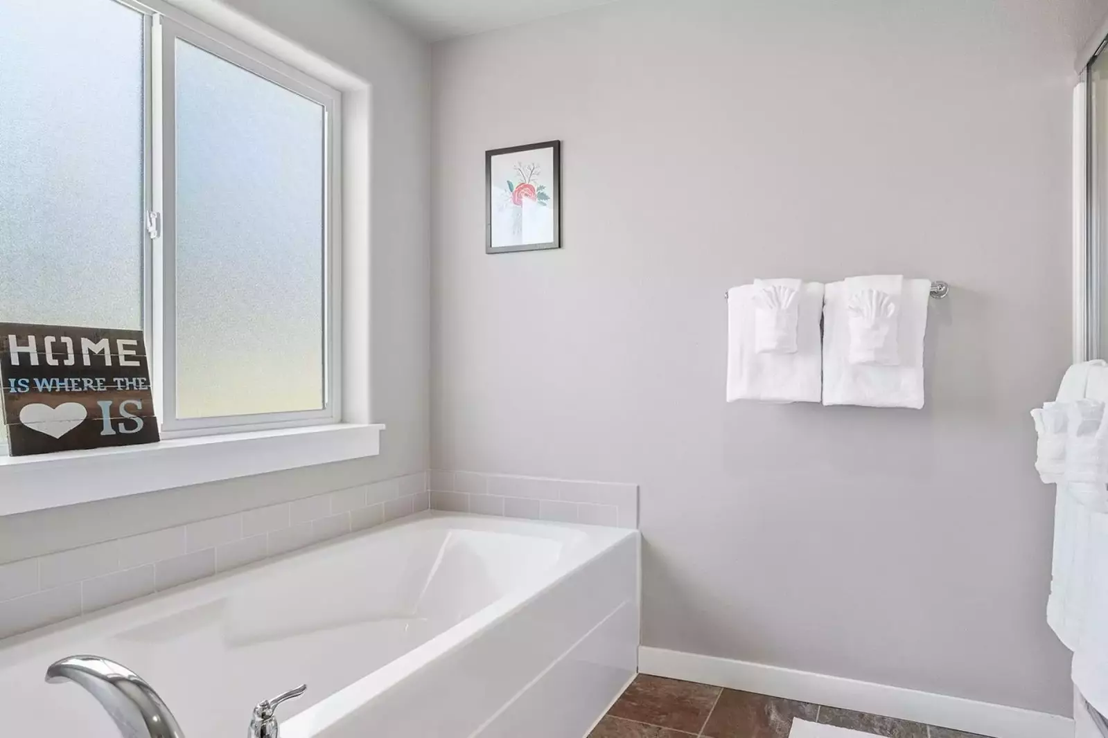 The bathrooms are recently updated and built with care.