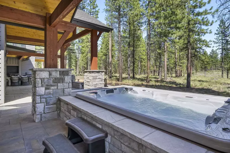 The hot tub is large and maintained with the highest of care.