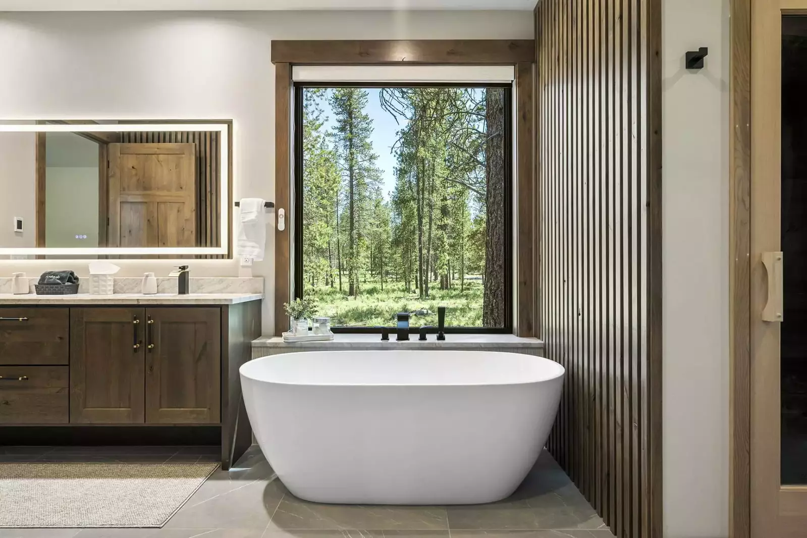 Soak in the tub while enjoying the view.