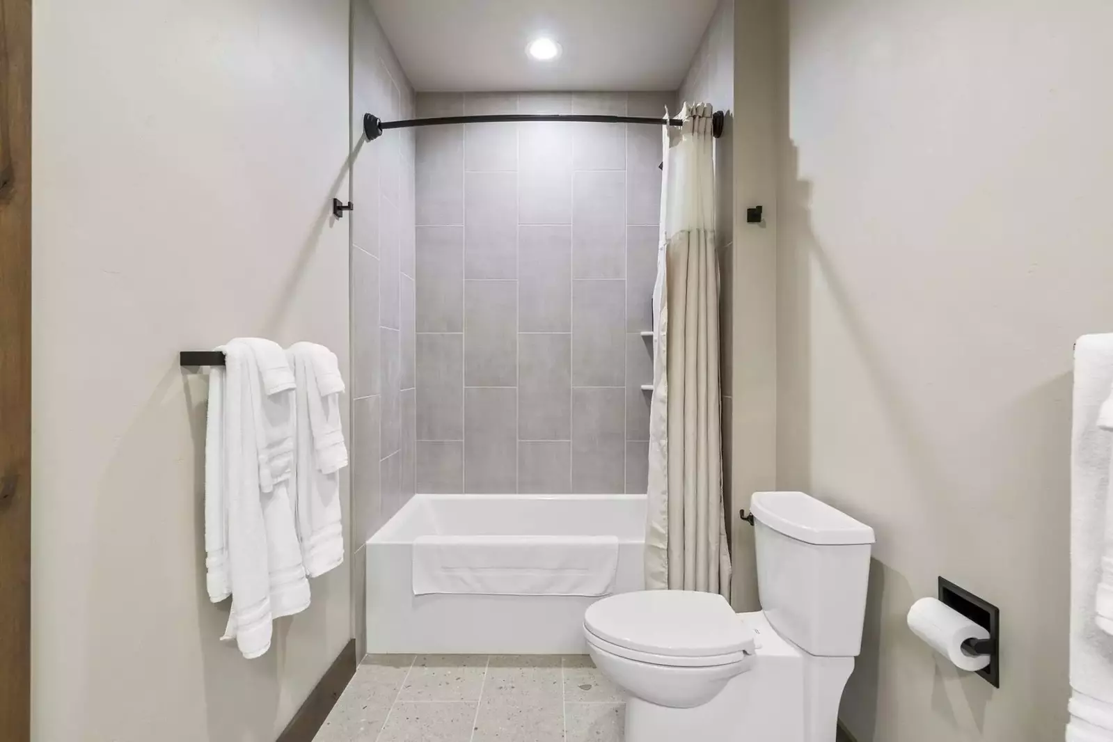 The shower is up to date and has excellent water pressure.