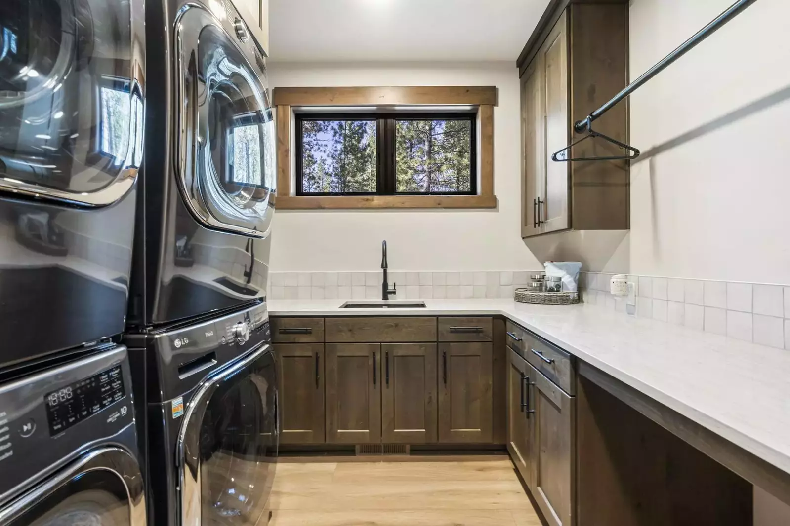 This rental has two up to date washing machines and dryers for guest use.