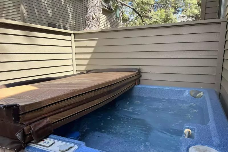 The hot tub is a perfect place to relax after a day of high desert hiking or snowy adventures.