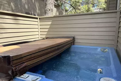 The hot tub is a perfect place to relax after a day of high desert hiking or snowy adventures.