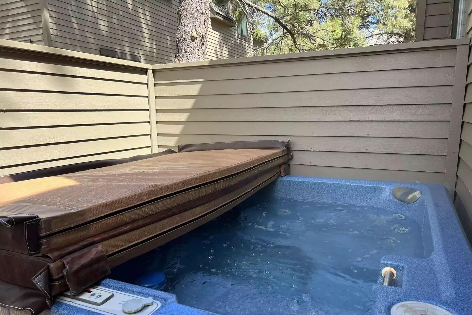 The hot tub is a perfect place to relax after a day of high desert hiking or snowy adventures.