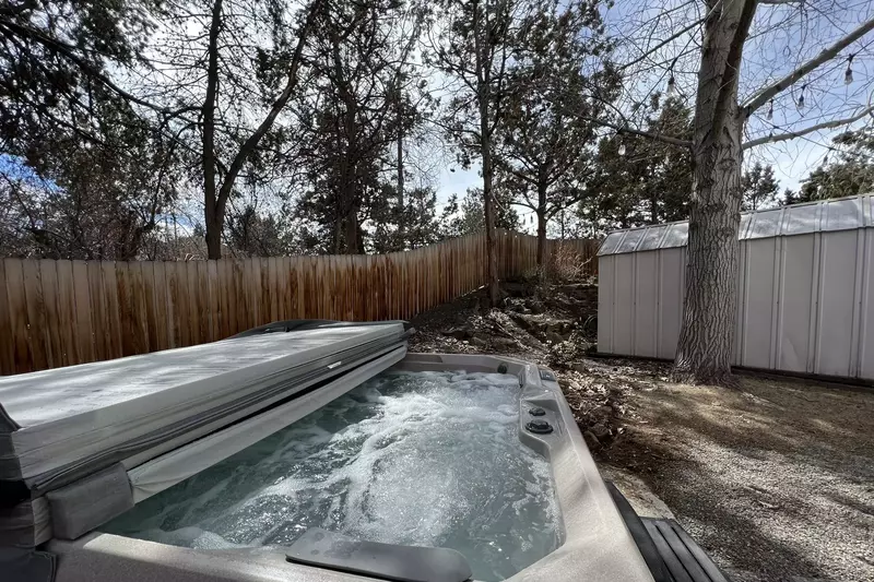 The hot tub is a perfect place to relax after a day of high desert hiking or snowy adventures.