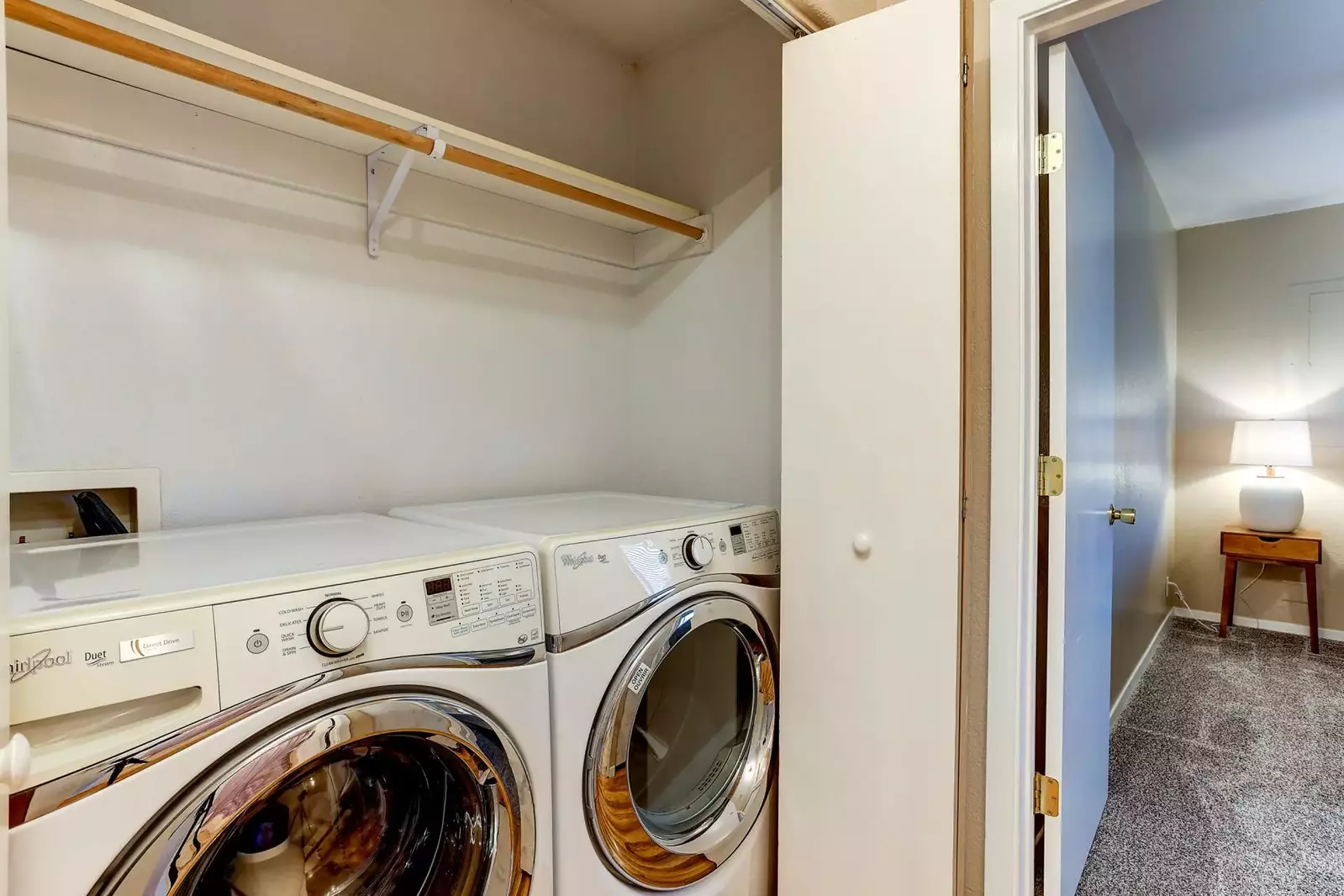 This rental has an up to date washing machine and dryer for guest use.