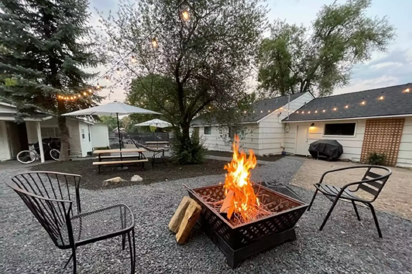 The fire pit is a nice place to relax outside while enjoying a high desert evening.