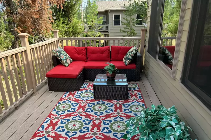 Classy outdoor lounge set on the upper deck.
