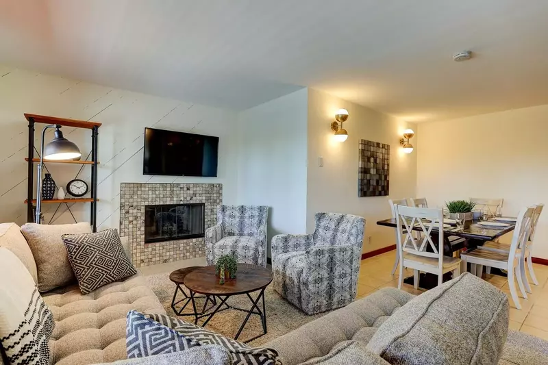 Watch you favorite movies, shows, and sports on this smart tv while relaxing in front of a cozy fire.