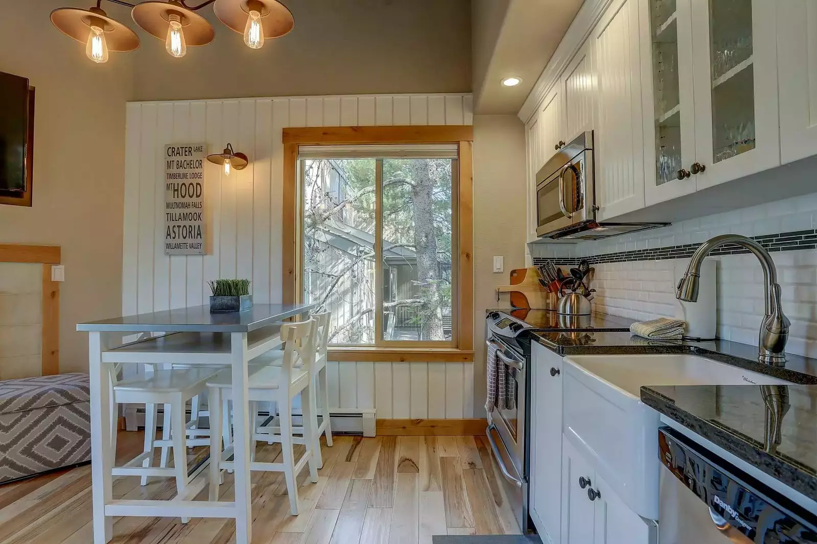 Prepare meals and snacks in the updated, bright kitchen.