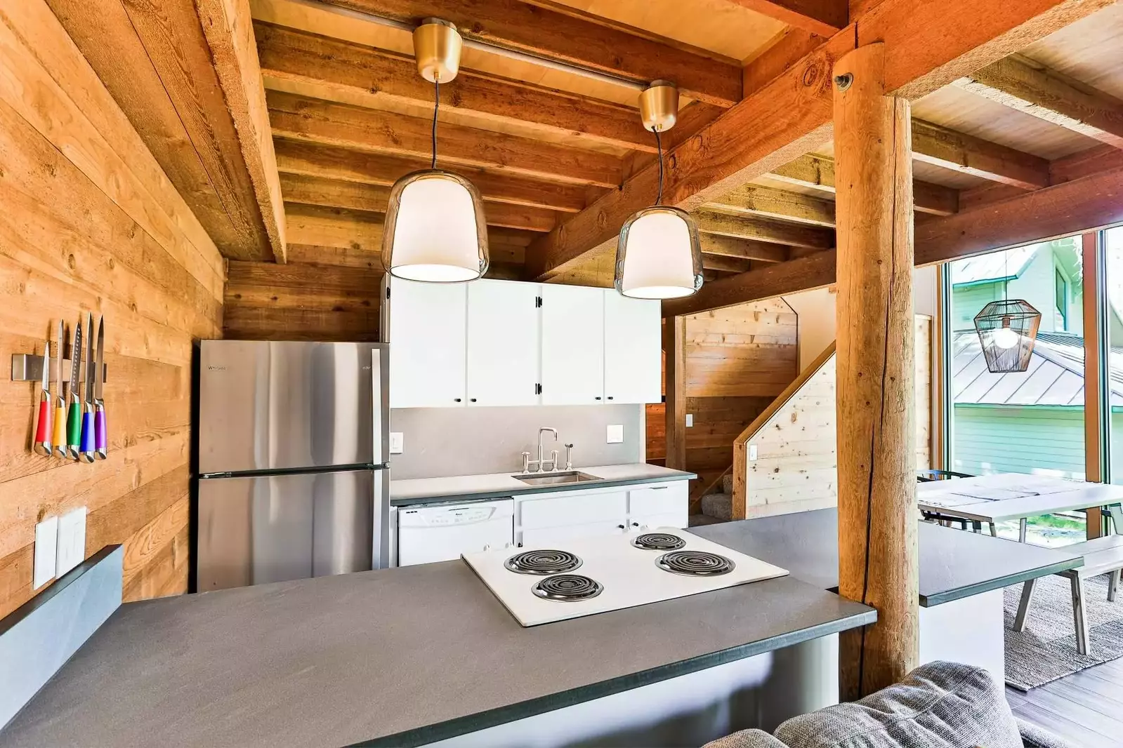 New countertops in efficient kitchen