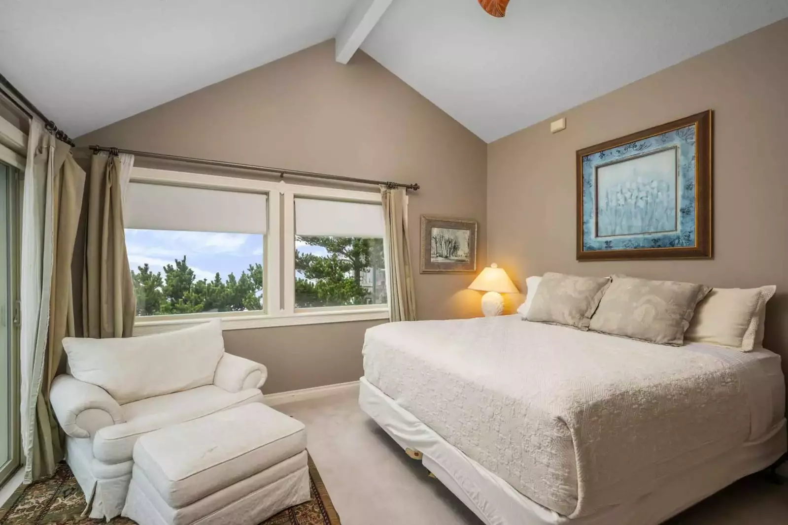 This bedroom has lovely views and an incredibly comfortable bed.