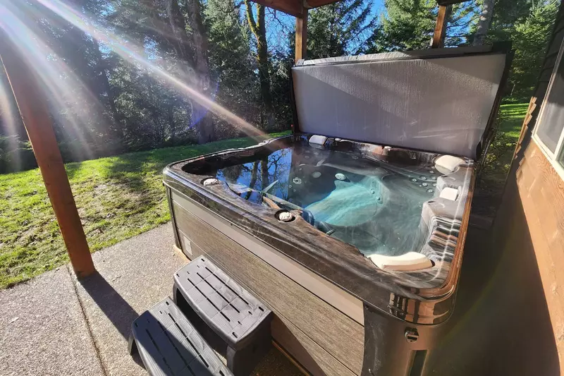 Soak in both the rays and warm water while on vacation mode.