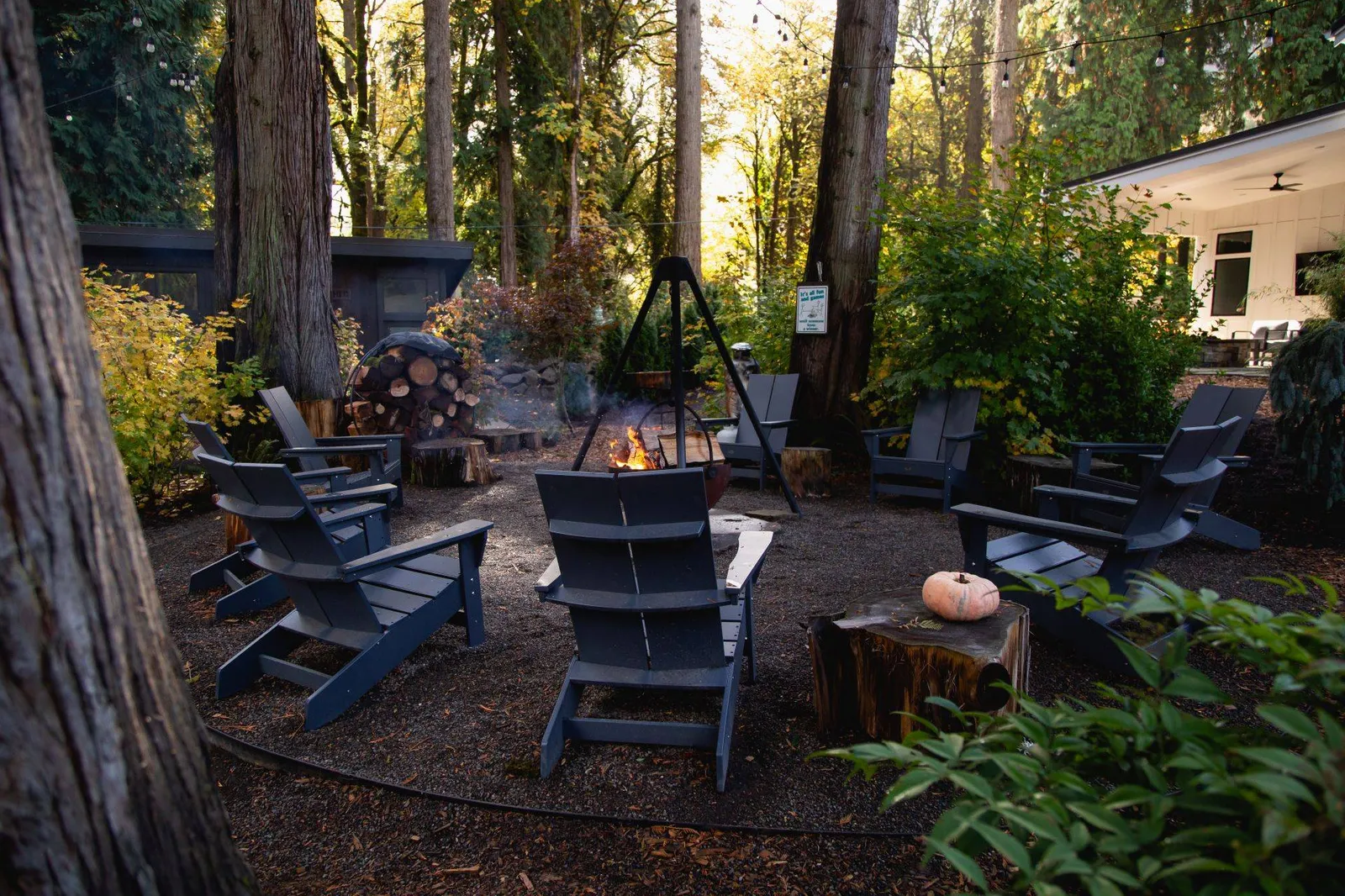 Shared Fire-Pit sits behind the Zen Den for all property guests.