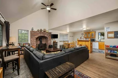 Watch you favorite movies, shows, and sports on this smart tv while relaxing in front of a cozy fire.