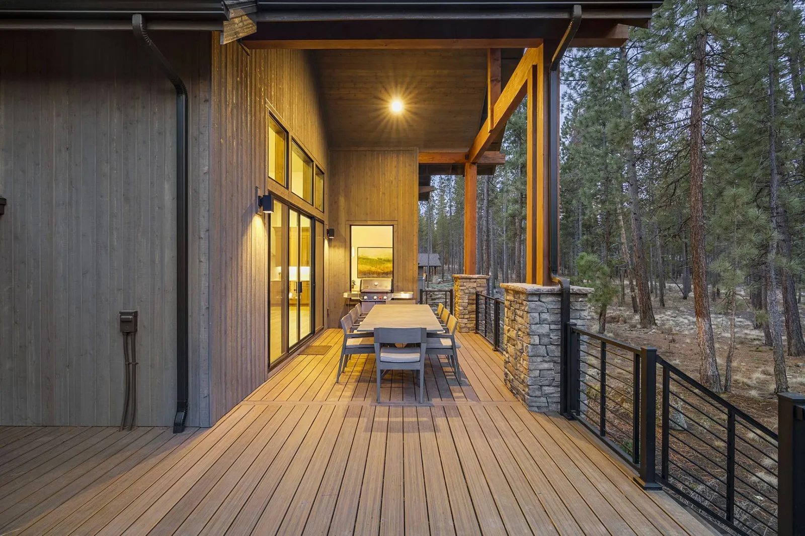 The deck has beautiful views and plenty of seating.