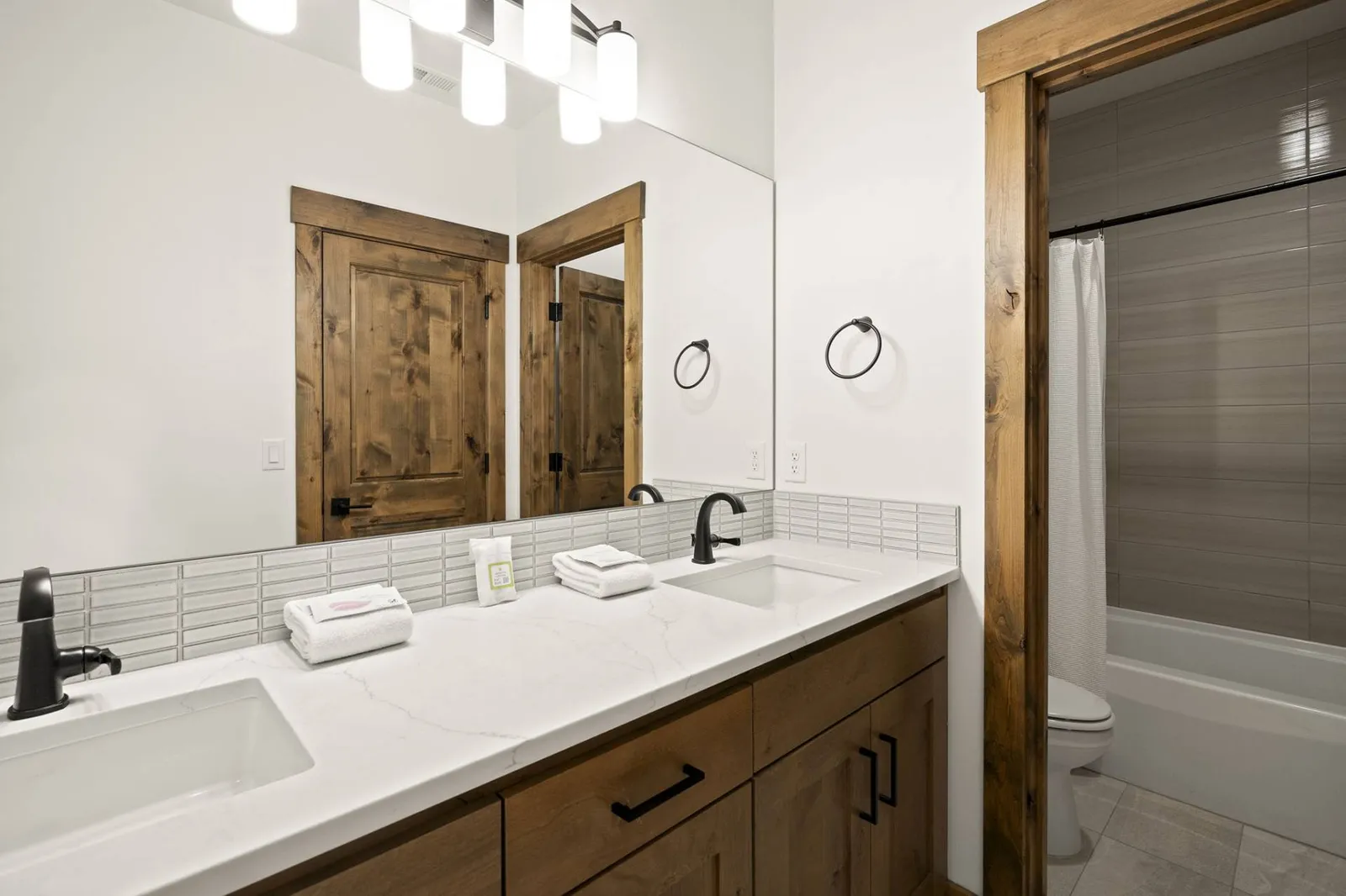 Two newly installed sinks.