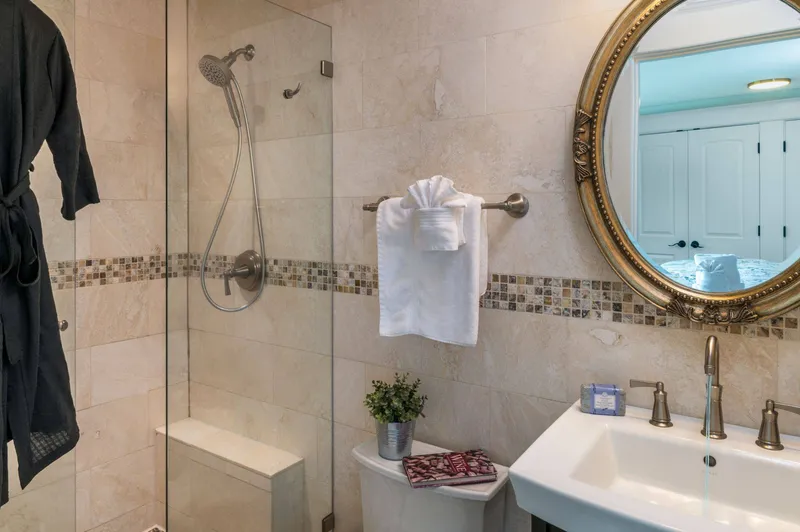 The bathrooms are luxurious and built with care.