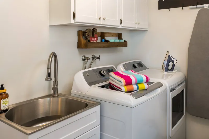 This rental has an up to date washing machine and dryer for guest use.
