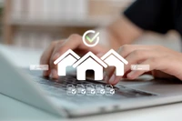 graphic of homes being managed on computer