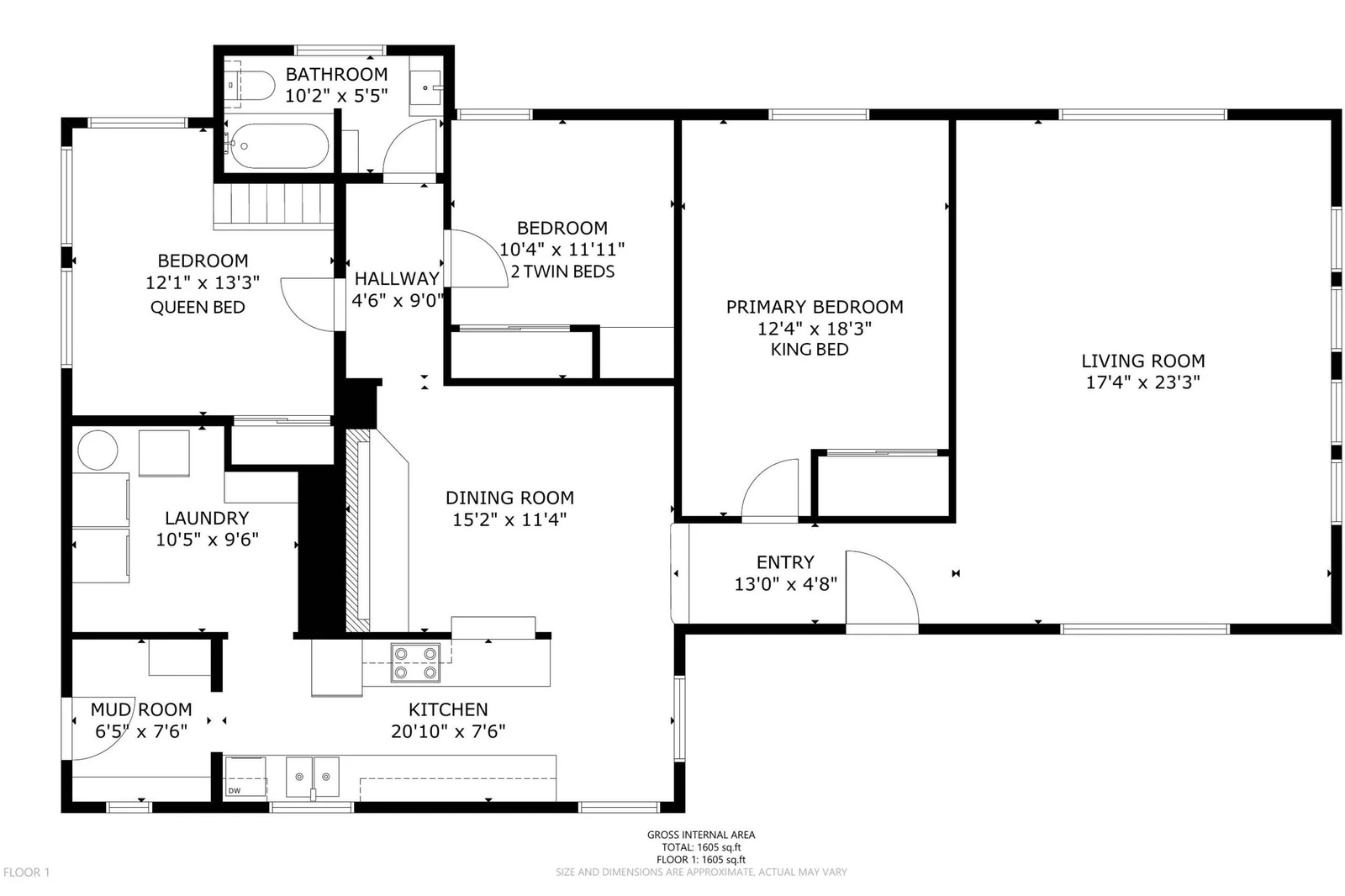 A detailed floor plan of this rental.