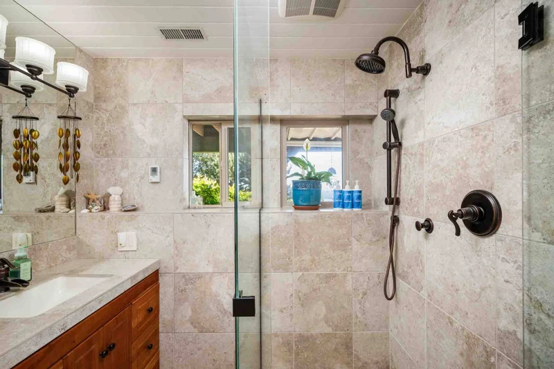 The bathroom is recently updated, built with care, and has excellent water pressure.