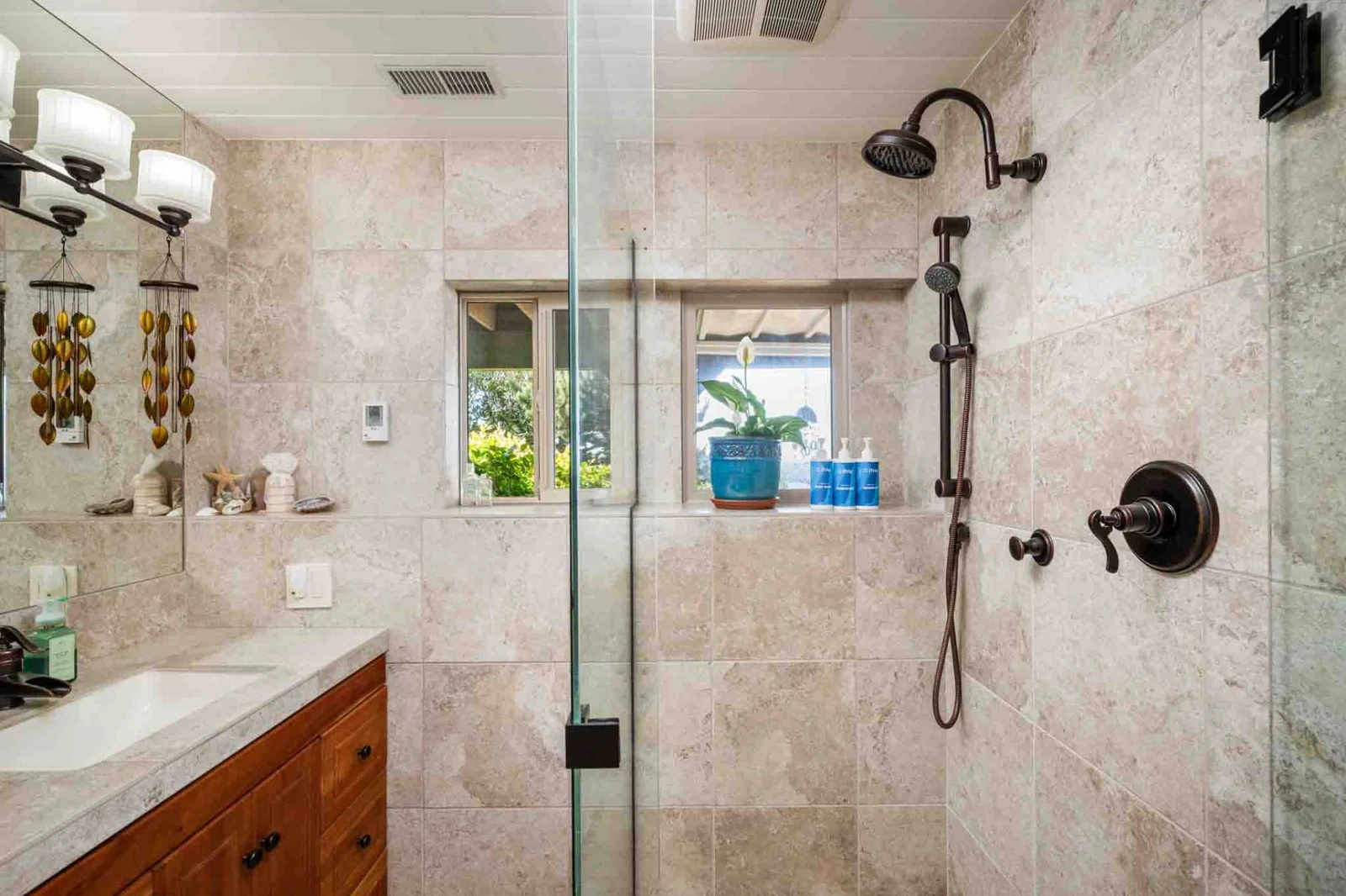 The bathroom is recently updated, built with care, and has excellent water pressure.