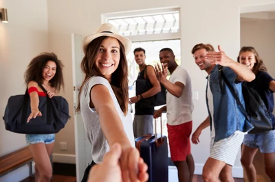 friends at vacation home