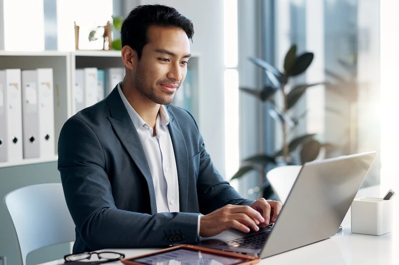 man working on computer