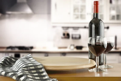 wine on kitchen counter
